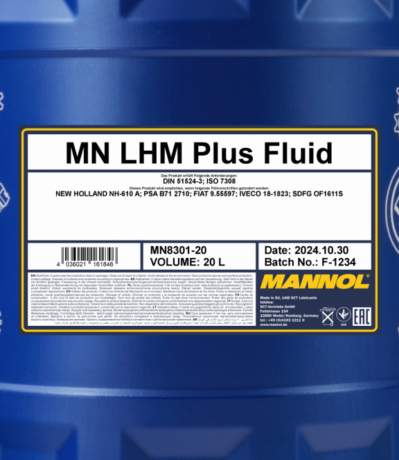 20 Liter MANNOL LHM+ Fluid 8301 Zentralhydrauliköl DIN 51524.3 