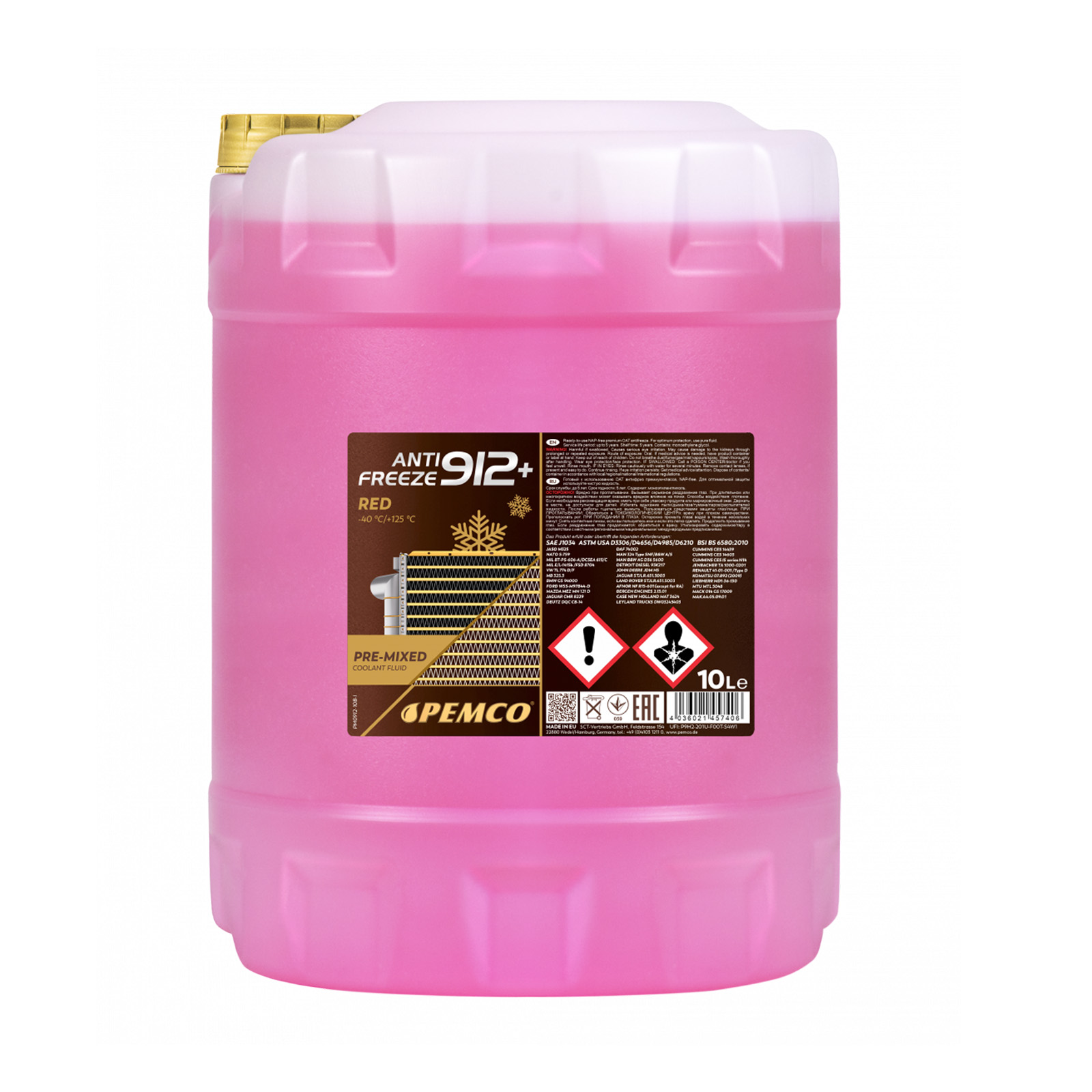 40 Liter PEMCO Anti Freeze 912+ Kühler Frostschutz bis -40C rosa rot