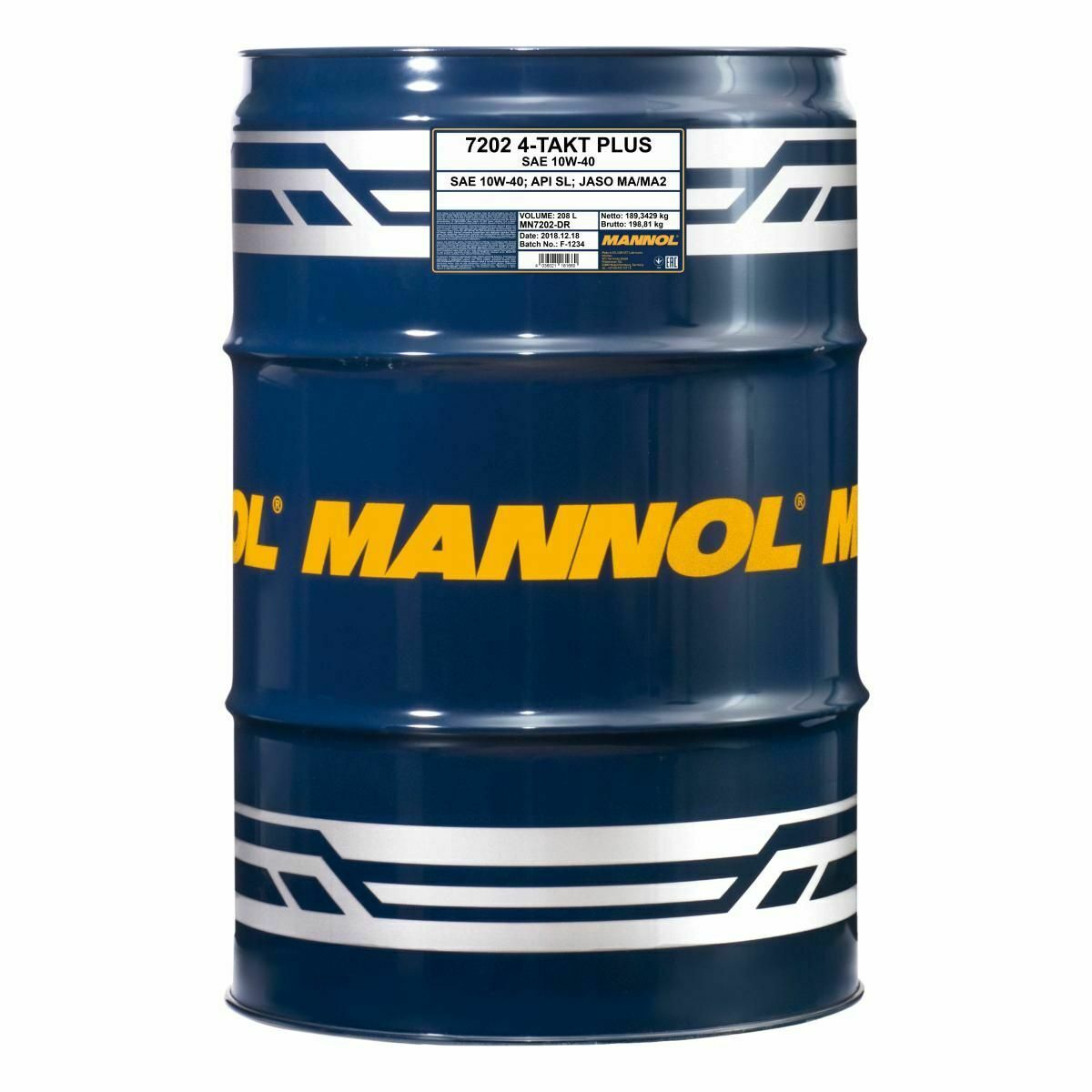 208 Liter MANNOL 4-Takt Plus 10W-40 7202 API SL Motorradöl