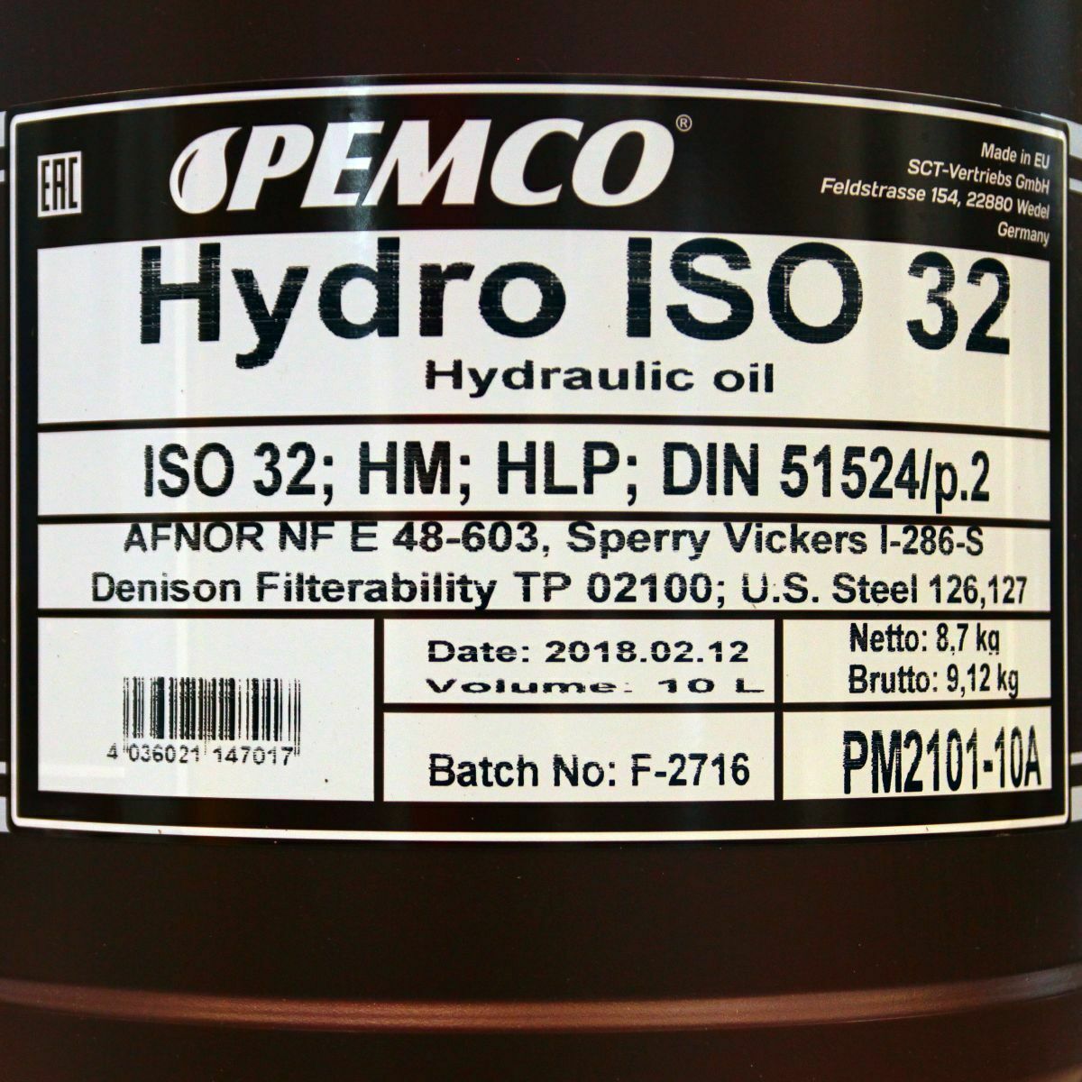 10 Liter PEMCO Hydro ISO HLP 32 Hydrauliköl Öl Hebebühne DIN 51524/2 VDMA2431