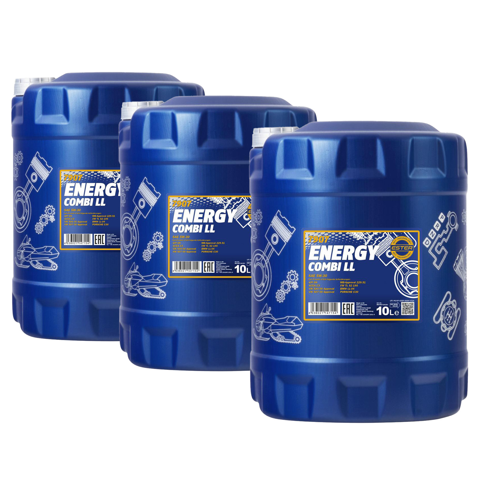 30 Liter (3x10) MANNOL Energy Combi LL 5W-30 API SN 5W30 VW BMW MERCEDES