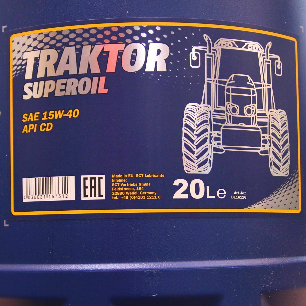 40 Liter MANNOL TRAKTOR SUPEROIL 15W-40 Motoröl Traktoröl API SG CD