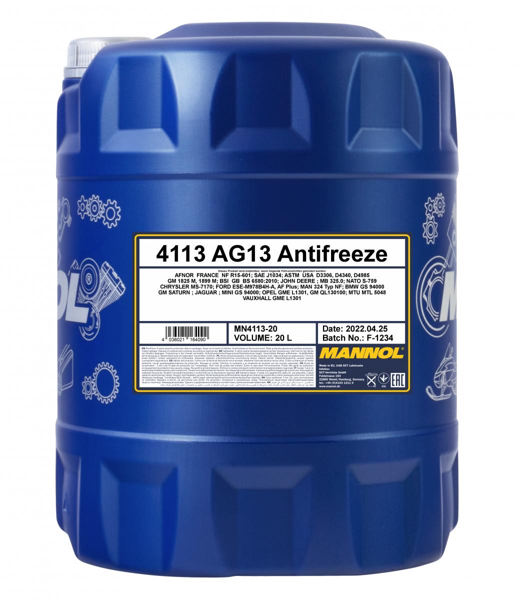 20 Liter MANNOL Hightec Antifreeze AG13 Kühlflüssigkeit 1x Ablasshahn