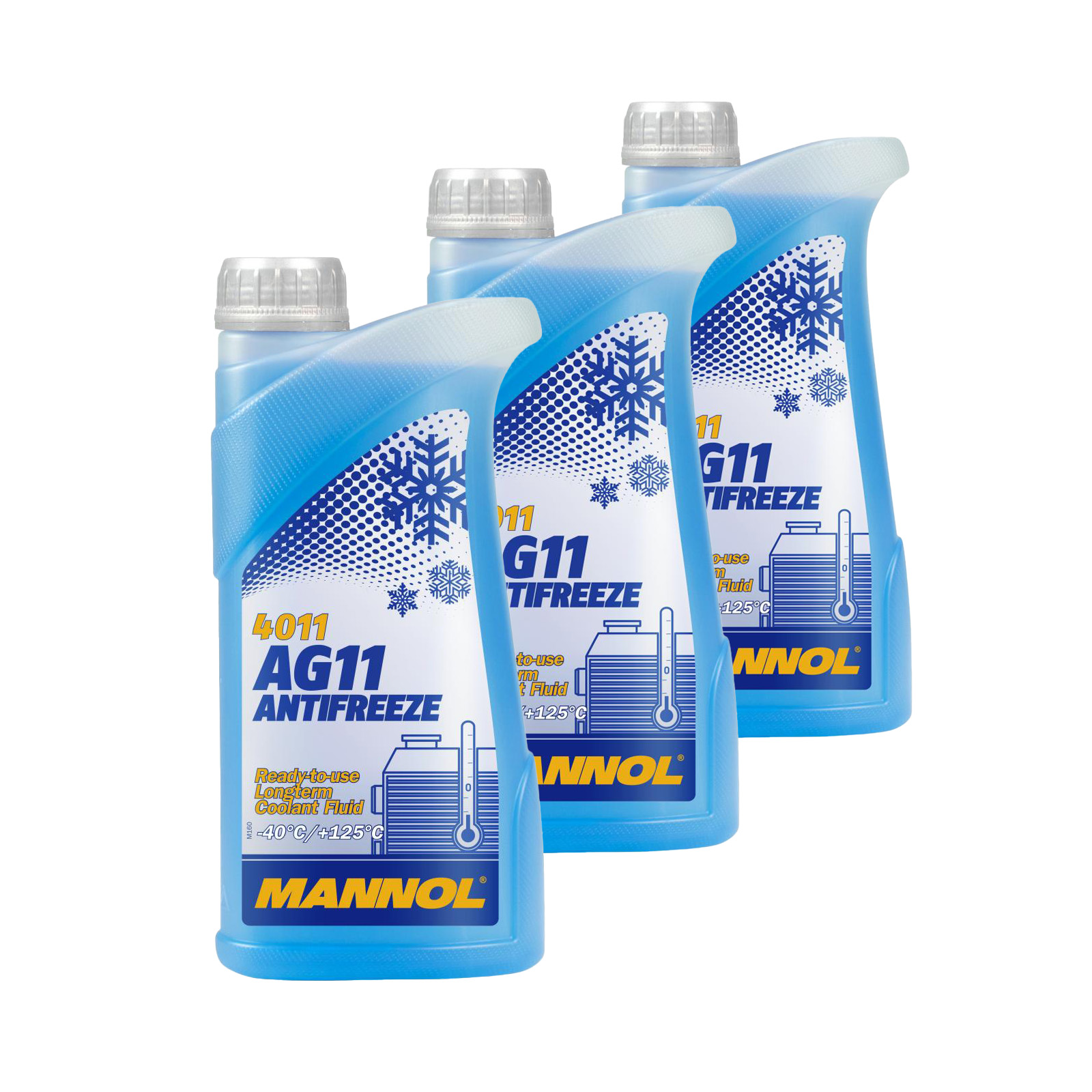 3 Liter (3x1) MANNOL Antifreeze AG11 Fertiggemisch blau -40°C G11 Kühlerfrostschutz