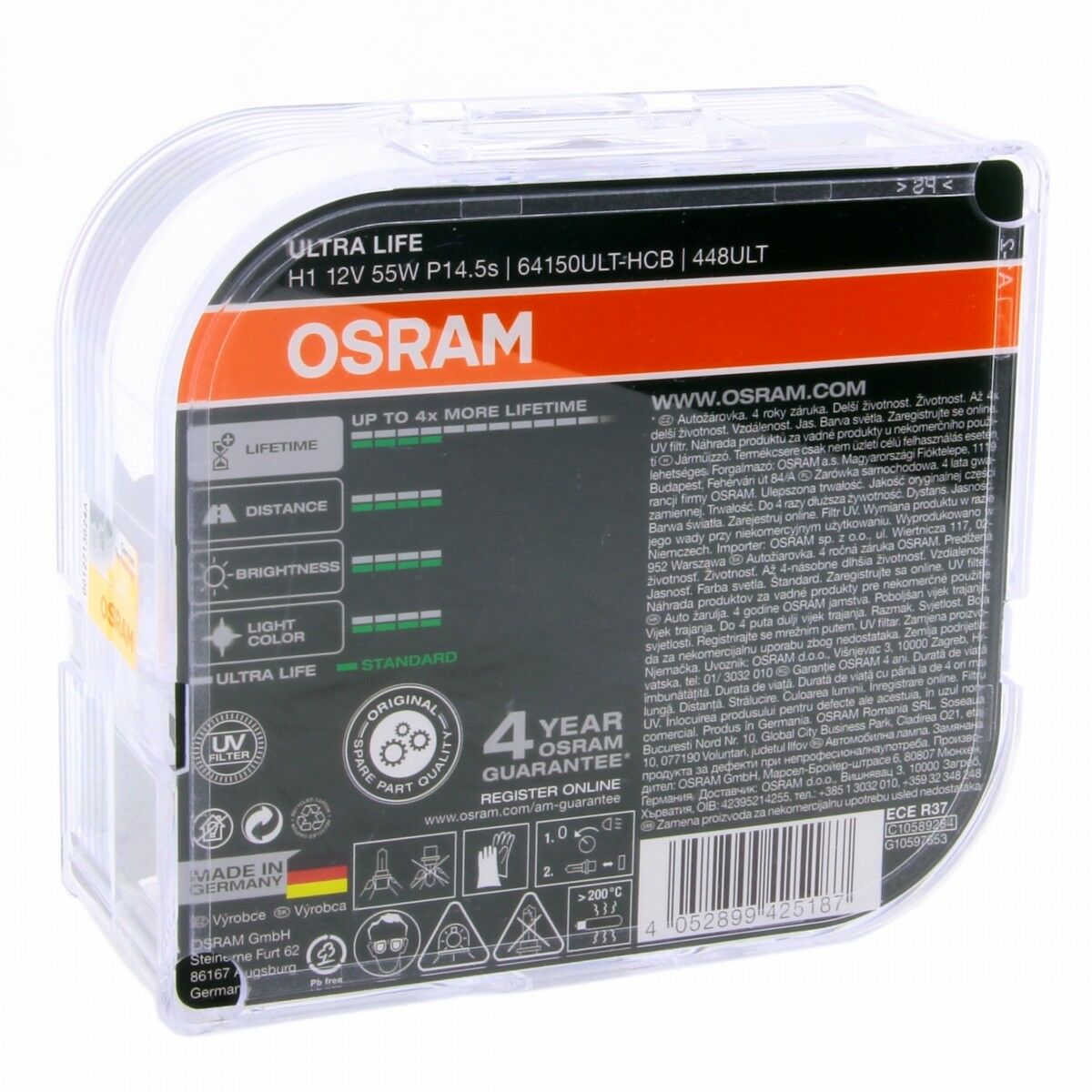 H1 OSRAM Ultra Life 12V 64150ULT-HCB Halogenlampe DUO Set 2 Stück