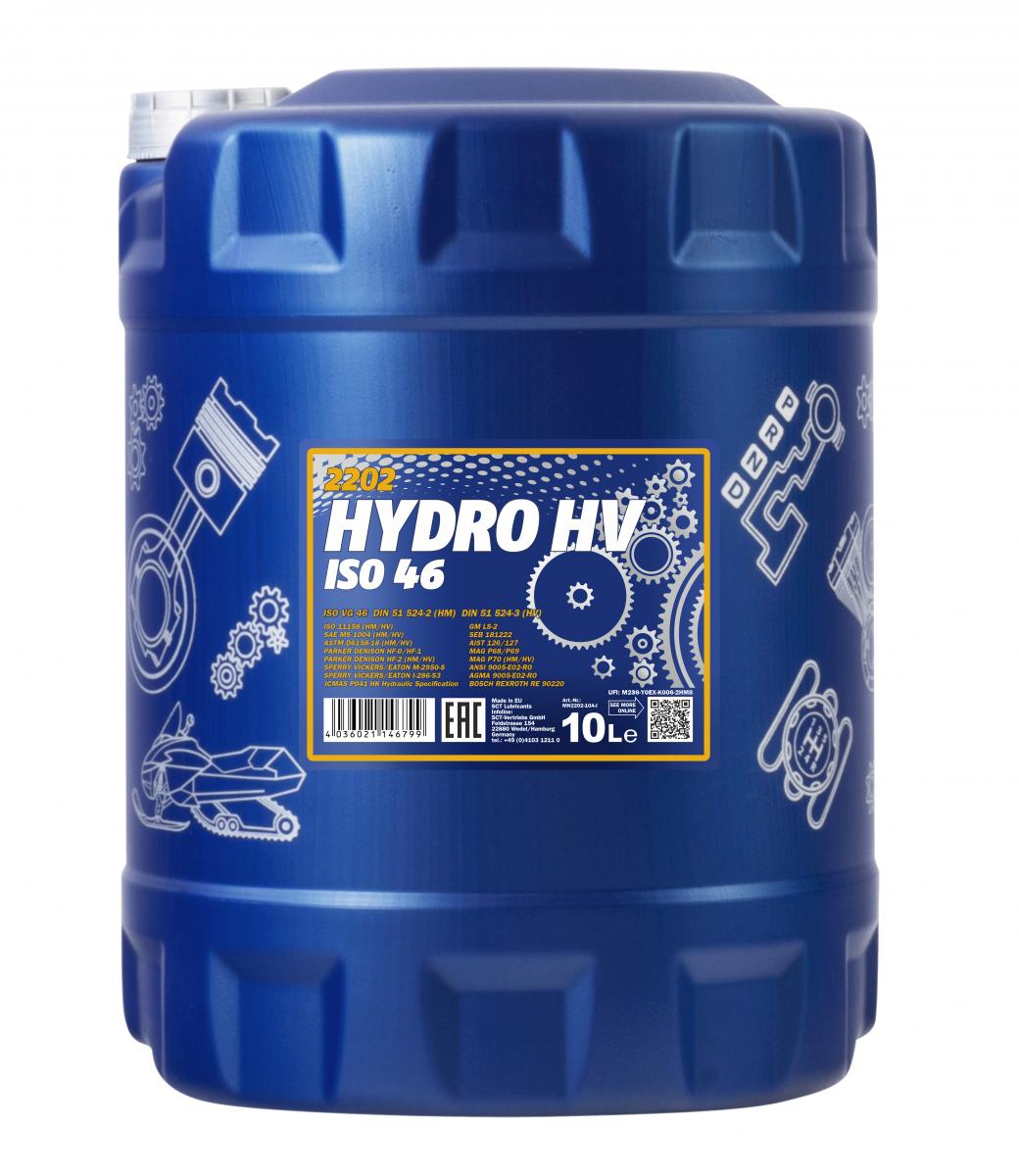 10 Liter MANNOL Hydro HV ISO 46 MN2202-10 mineralisches Paraffin-Hydrauliköl SAE MS 1004
