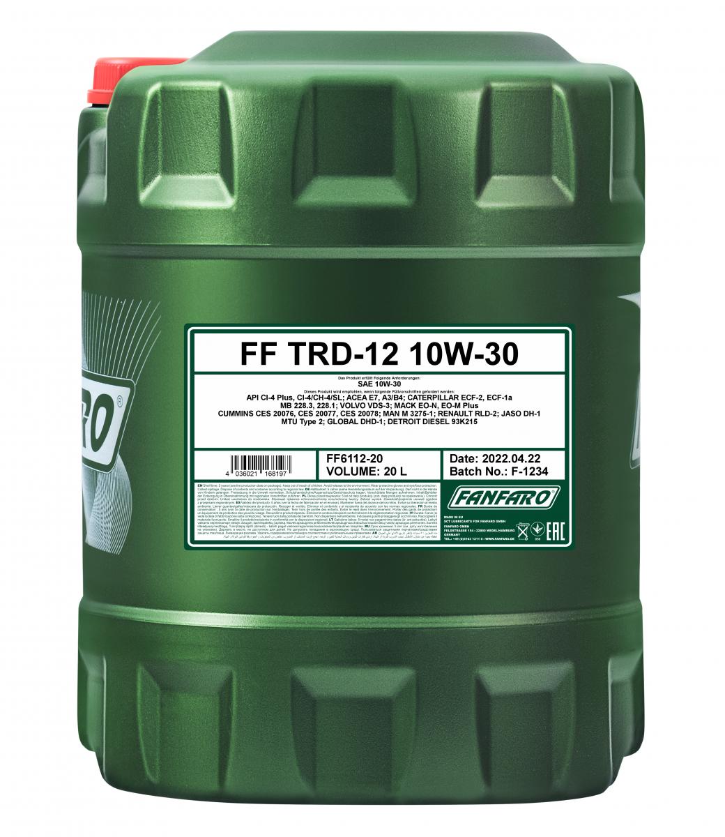 40 Liter (2x20) FANFARO TRD-12 SHPD 10W-30 API CI4 NKW Motoröl Diesel