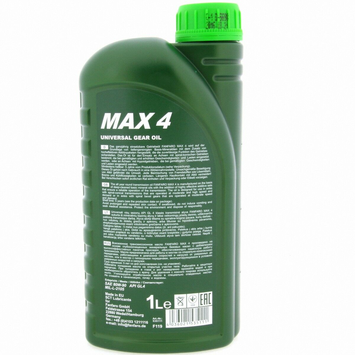 1 Liter FANFARO MAX 4 80W-90 GL4 Getriebeöl AGMA 252.04 Universal 51517 III