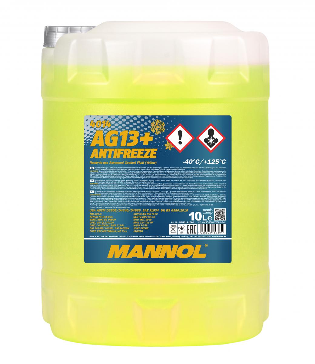 30 Liter (3x10) MANNOL AG13+ Kühlflüssigkeit Antifreeze Fertiggemisch -40°C gelb G13+