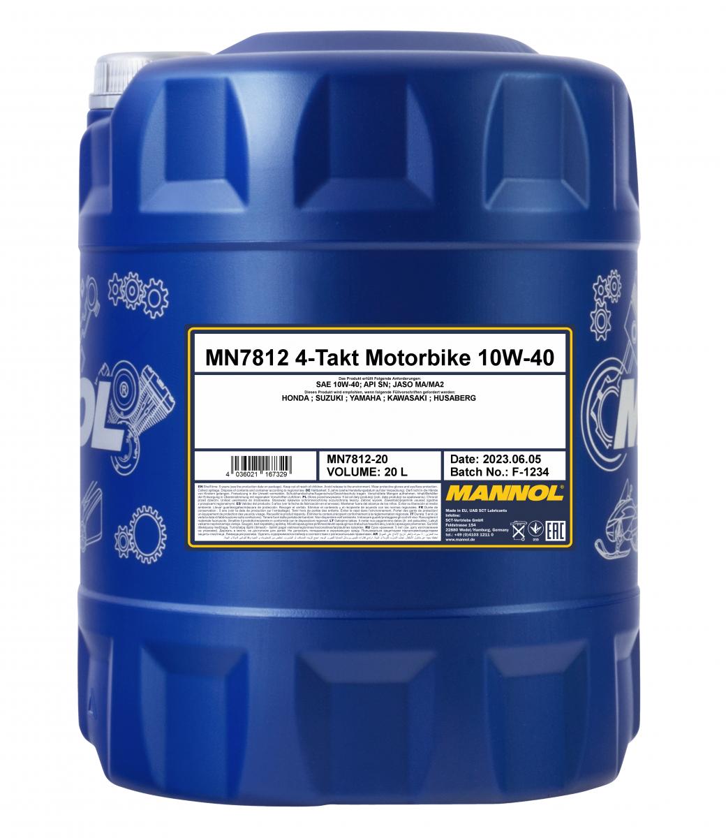20 Liter MANNOL 4-Takt Motorbike 10W-40 7812 API SN JASO MA/MA2 Motorradöl