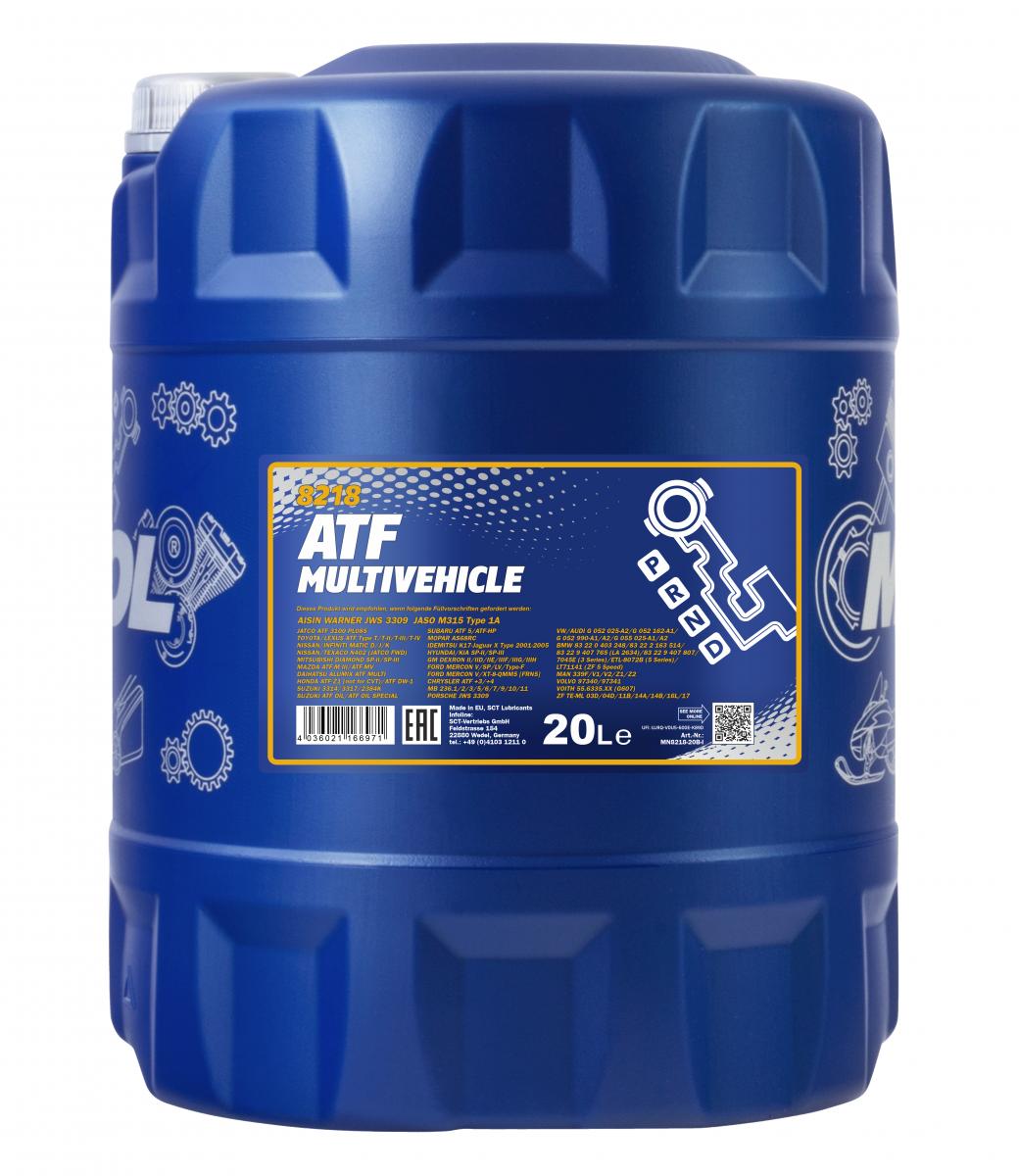 40 Liter (2x20) MANNOL ATF Multivehicle 8218 Automatikgetriebeöl + 1x Ablasshahn