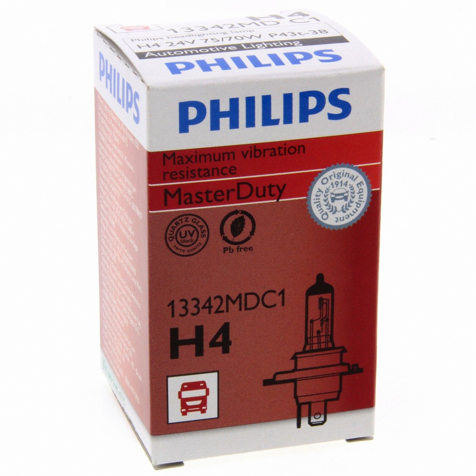 H4 Philips MasterDuty 2x Longlife LKW 24V Halogenlampe 13342MD Box 1 Stück