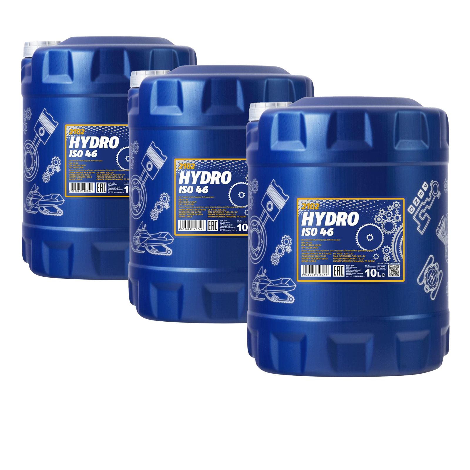 30 Liter (3x10) MANNOL MN2102 HYDRO ISO HLP 46 Hydrauliköl DIN 51524 VDMA 24318