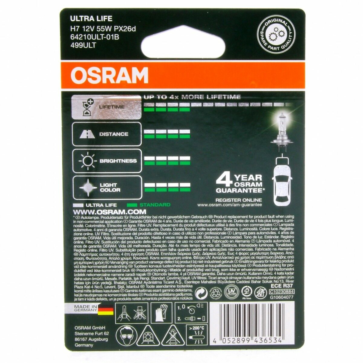 H7 OSRAM Ultra Life 64210ULT-01B 12V Extra Lifetime Lampe 1 Stück