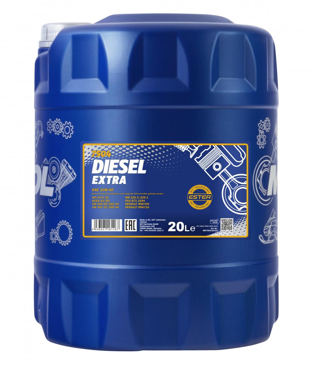 20 Liter MANNOL Diesel Extra 10W-40 API CH-4/SL Motoröl ÖL 4036021161167